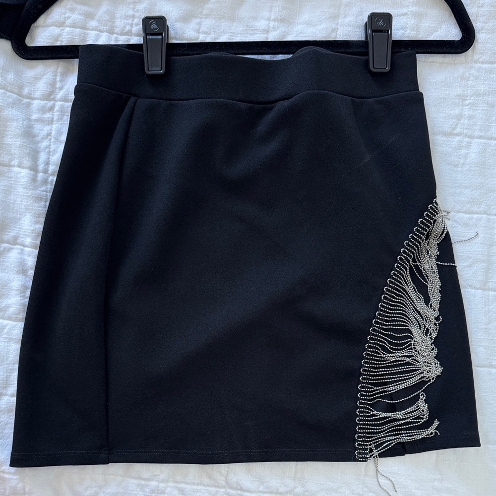 Sincerely Jules Black Skirt with Silver Chain Detail